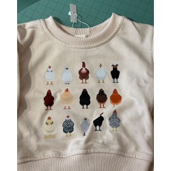 Ensemble bébé MiniOlie beige avec motif poules – 12-18 mois
