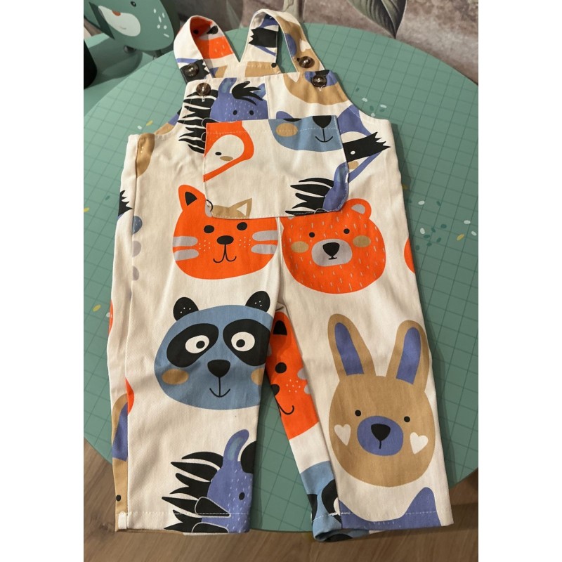 Salopette bébé animaux multicolores MiniOlie – 6 à 12 mois