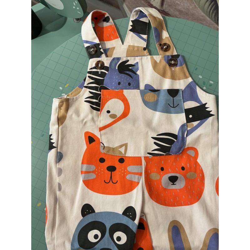 Salopette bébé animaux multicolores MiniOlie – 6 à 12 mois