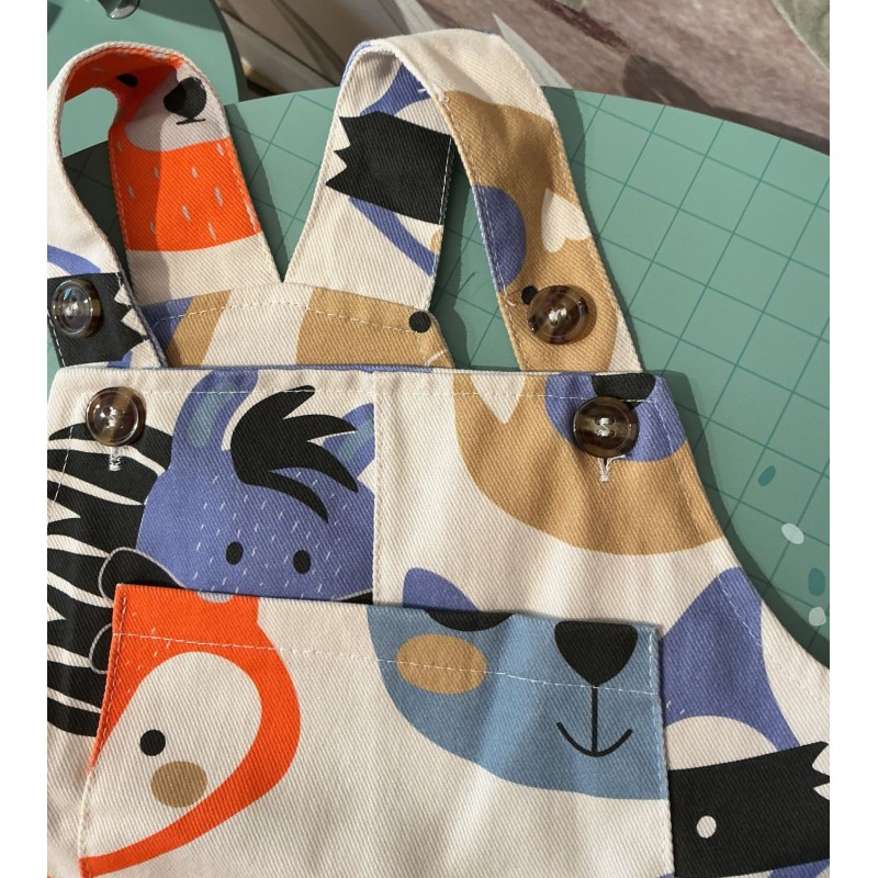 Salopette bébé animaux multicolores MiniOlie – 6 à 12 mois