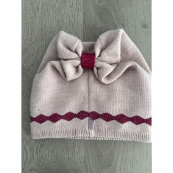 Bonnet femme rose avec noeud
