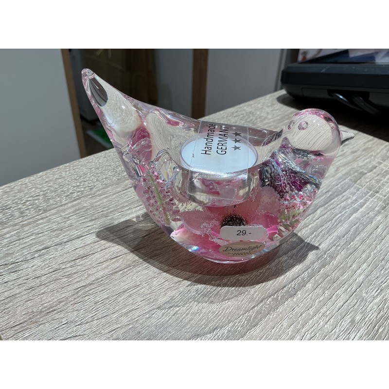 Bougeoir artisanal en verre soufflé en forme d’oiseau – Dreamlight