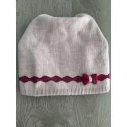 Bonnet femme rose avec noeud