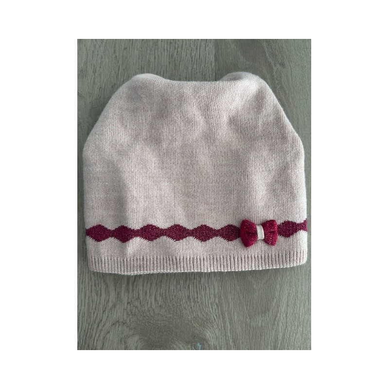 Bonnet femme rose avec noeud