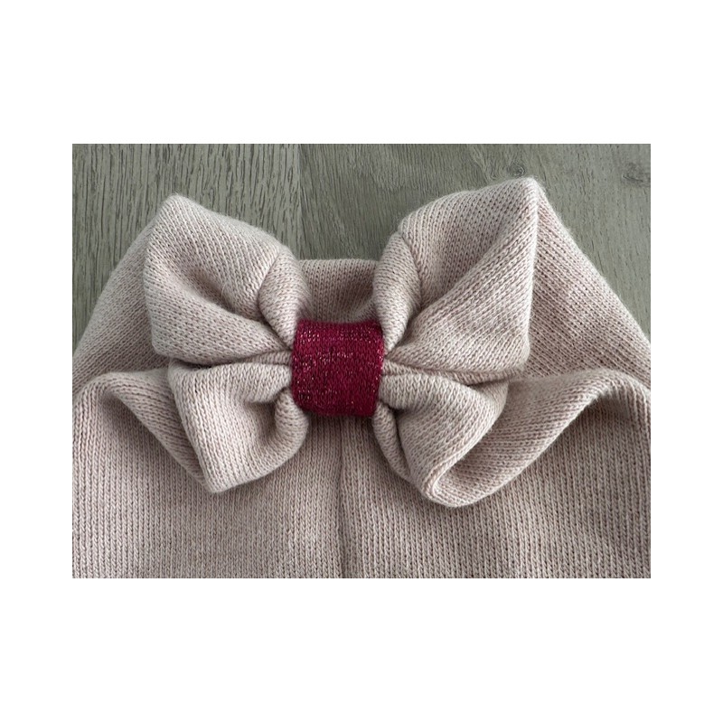 Bonnet femme rose avec noeud