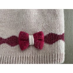 Bonnet femme rose avec noeud