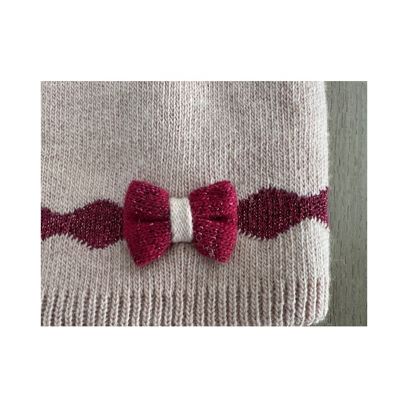 Bonnet femme rose avec noeud