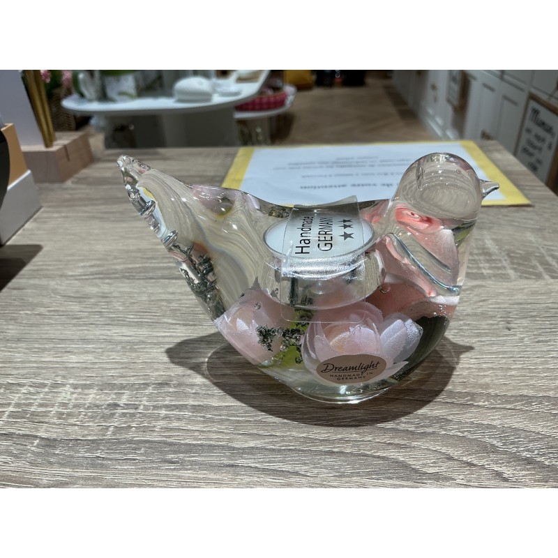 Bougeoir artisanal en verre soufflé en forme d’oiseau – Dreamlight