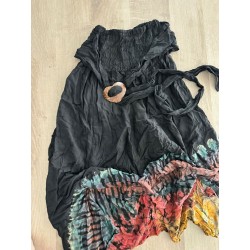 Robe bohème noire multicolore