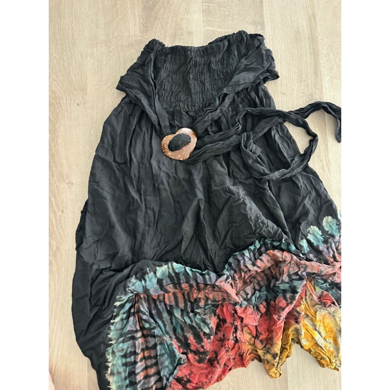 Robe bohème noire multicolore