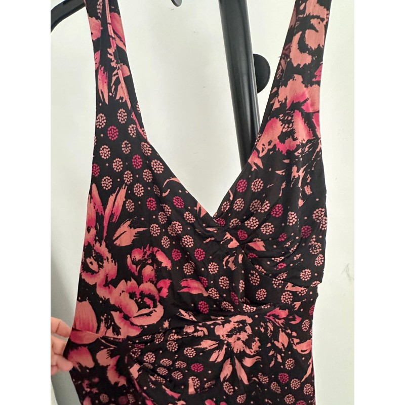 Robe été fleurie noir et corail