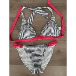 Bikini rayé bleu & blanc