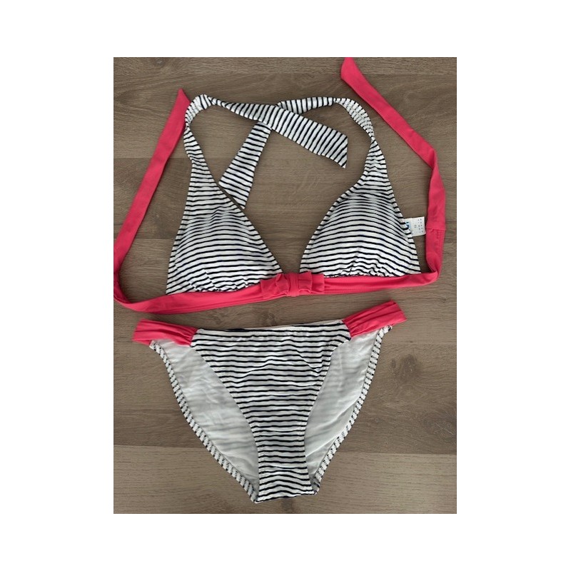 Bikini rayé bleu & blanc