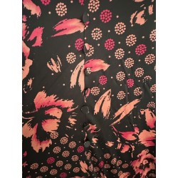 Robe été fleurie noir et corail