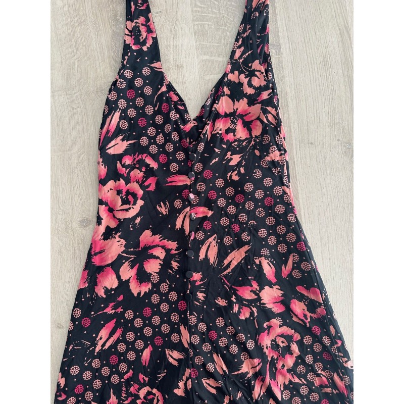 Robe été fleurie noir et corail