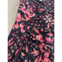 Robe été fleurie noir et corail
