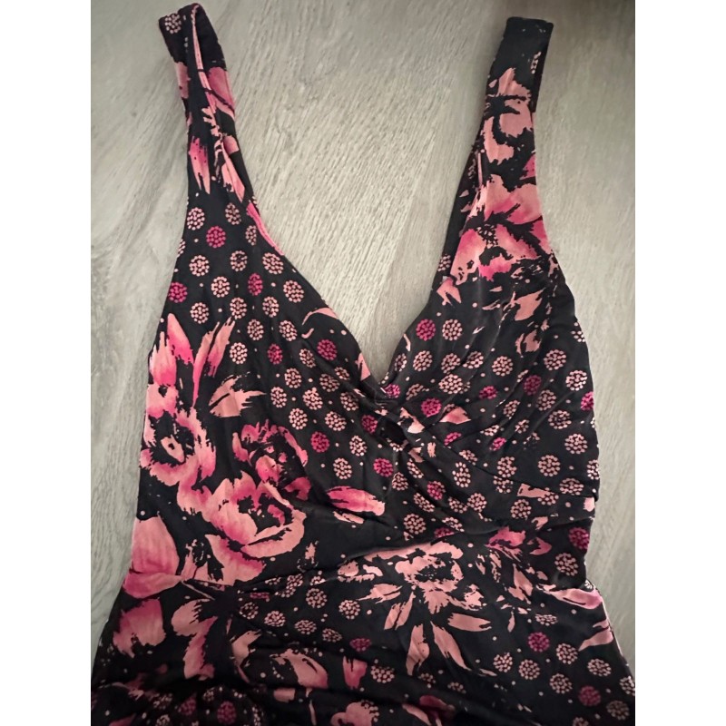 Robe été fleurie noir et corail