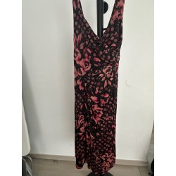 Robe été fleurie noir et corail