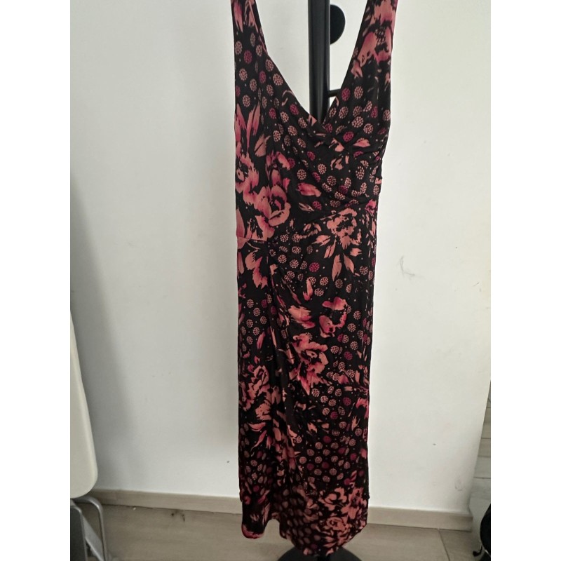 Robe été fleurie noir et corail