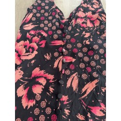 Robe été fleurie noir et corail