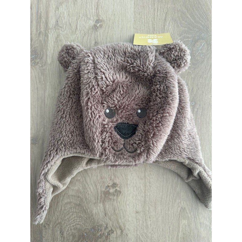 Bonnet bébé hiver peluche ourson