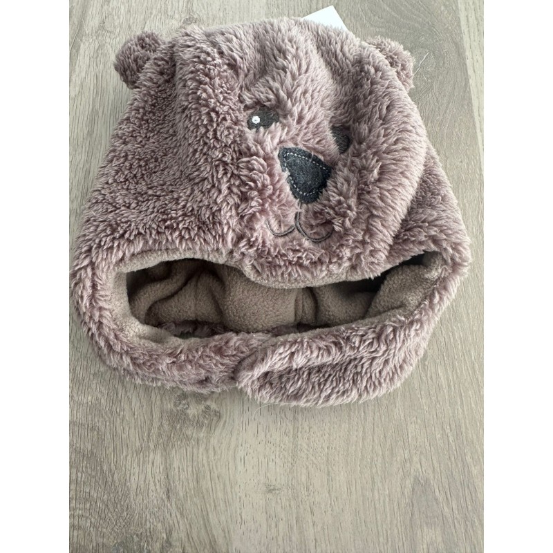 Bonnet bébé hiver peluche ourson