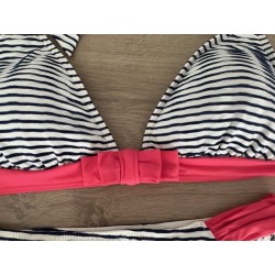 Bikini rayé bleu & blanc