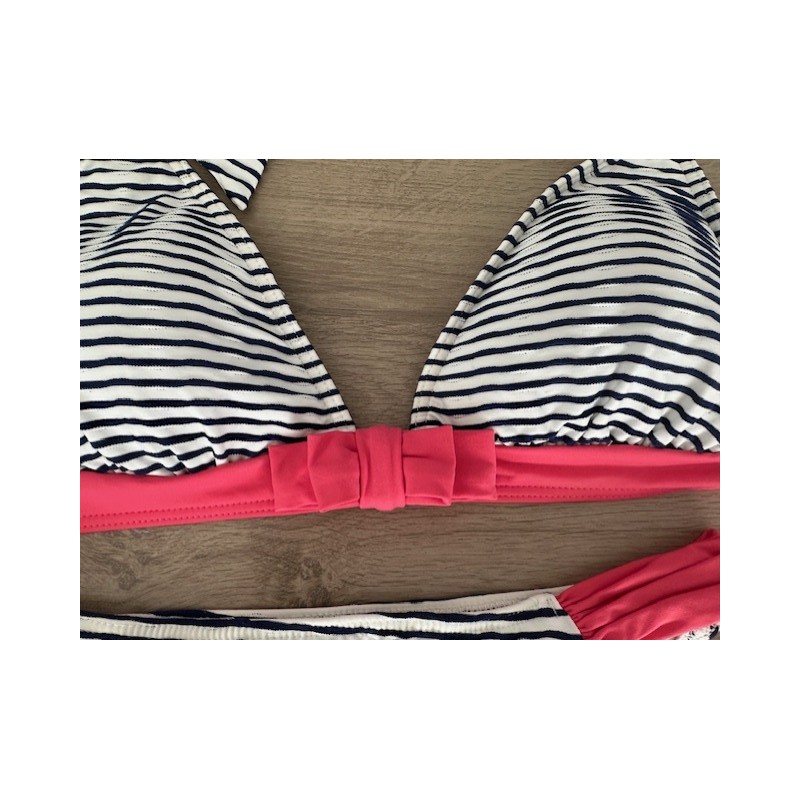 Bikini rayé bleu & blanc