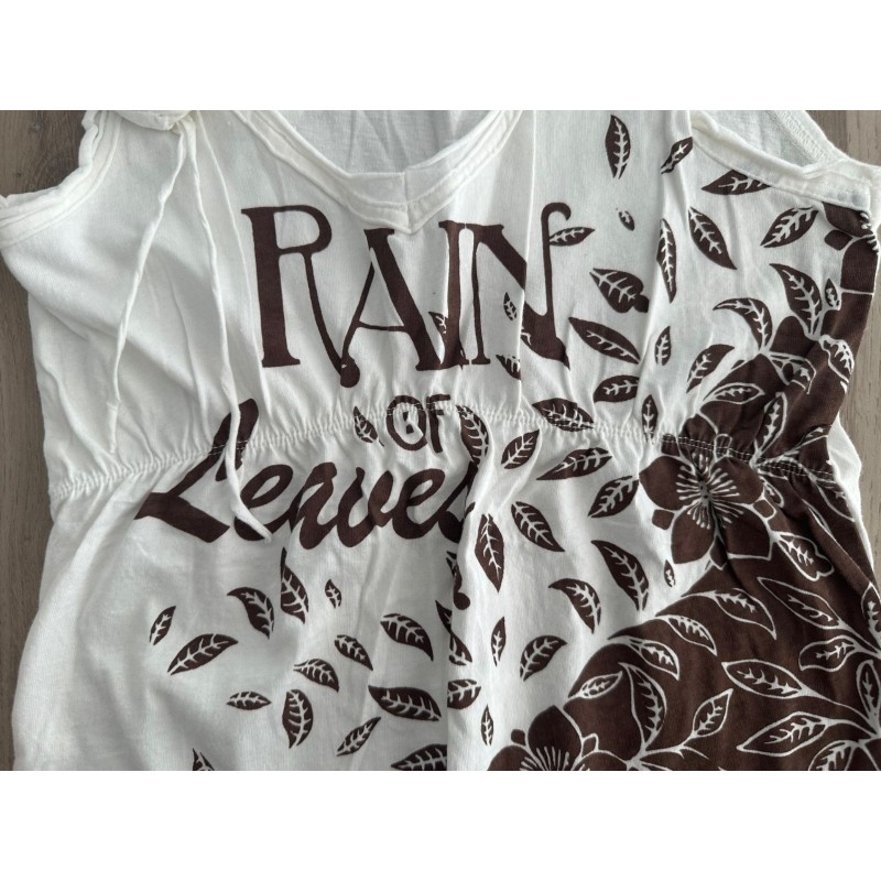 Top femme Zara blanc motif floral marron