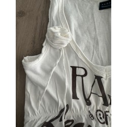 Top femme Zara blanc motif floral marron