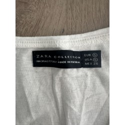 Top femme Zara blanc motif floral marron