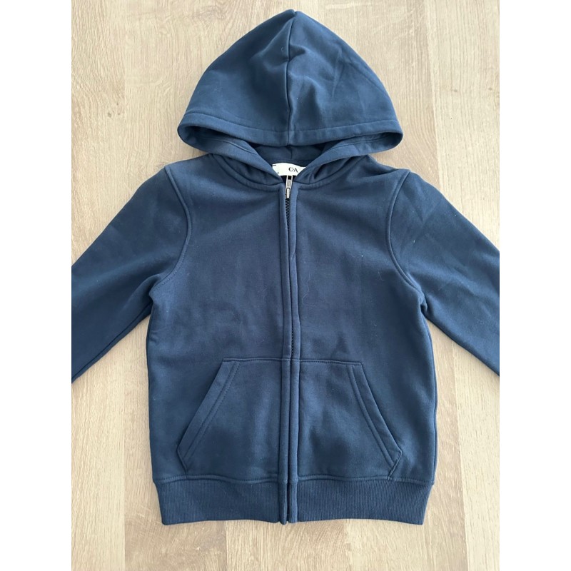 Sweat à capuche zippé enfant bleu marine