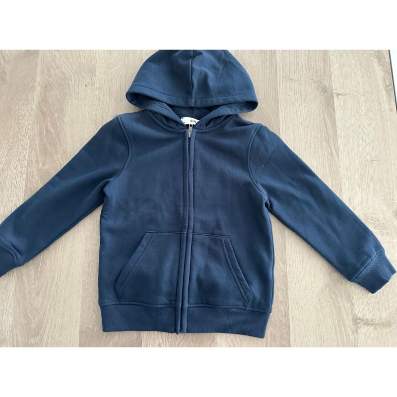 Sweat à capuche zippé enfant bleu marine