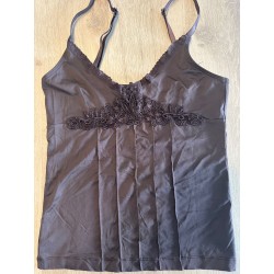 Top marron Mango avec dentelle