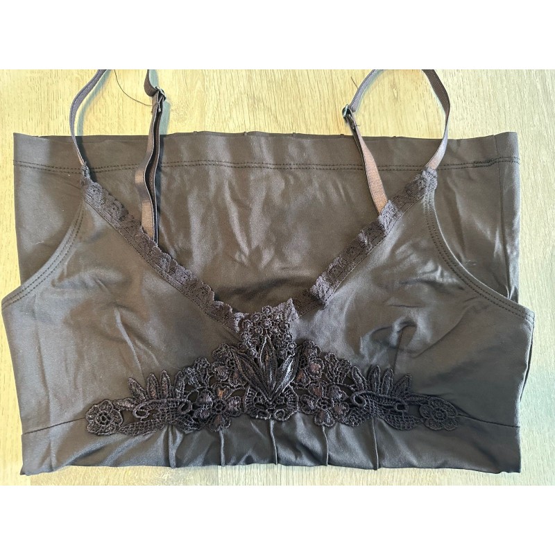 Top marron Mango avec dentelle