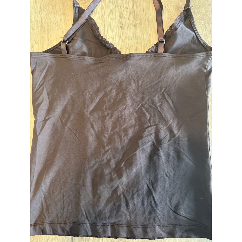 Top marron Mango avec dentelle
