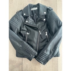 Veste cuir synthétique noir fille