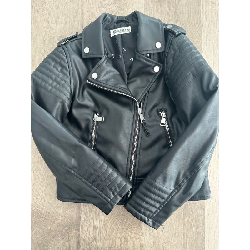 Veste cuir synthétique noir fille