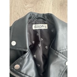 Veste cuir synthétique noir fille