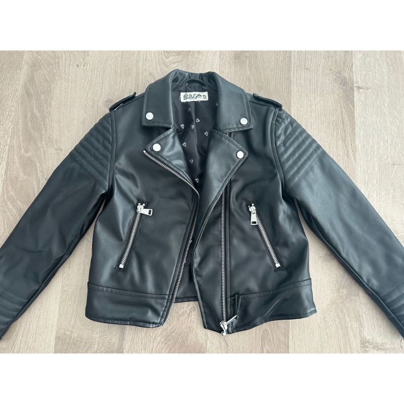 Veste cuir synthétique noir fille
