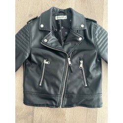 Veste cuir synthétique noir fille