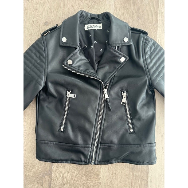 Veste cuir synthétique noir fille