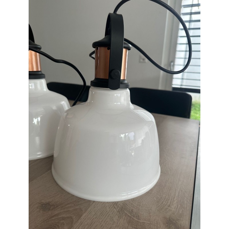 Lot de 3 suspensions verre blanc