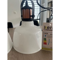 Lot de 3 suspensions verre blanc