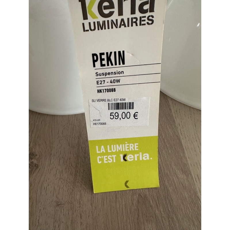 Lot de 3 suspensions verre blanc