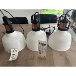 Lot de 3 suspensions verre blanc