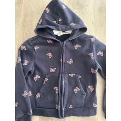 Sweat zippé à capuche fille bleu