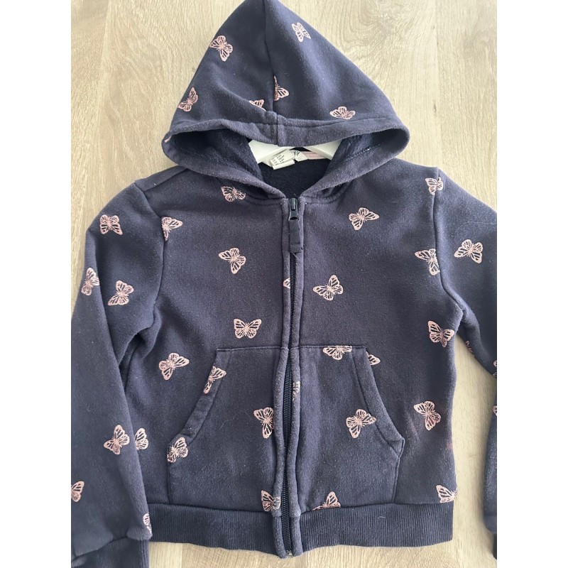 Sweat zippé à capuche fille bleu