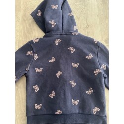 Sweat zippé à capuche fille bleu