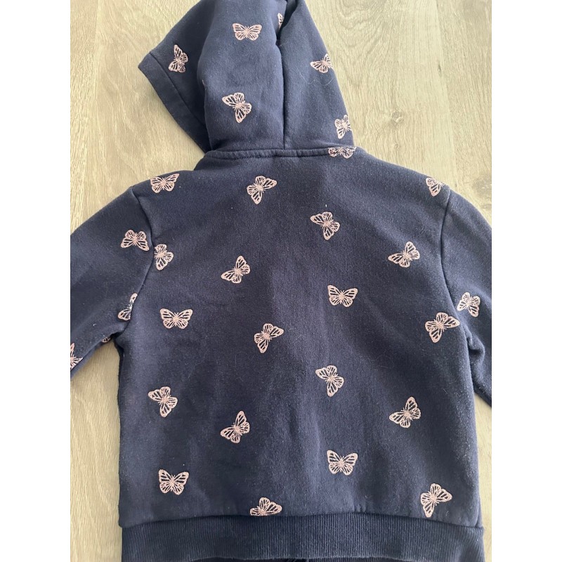 Sweat zippé à capuche fille bleu